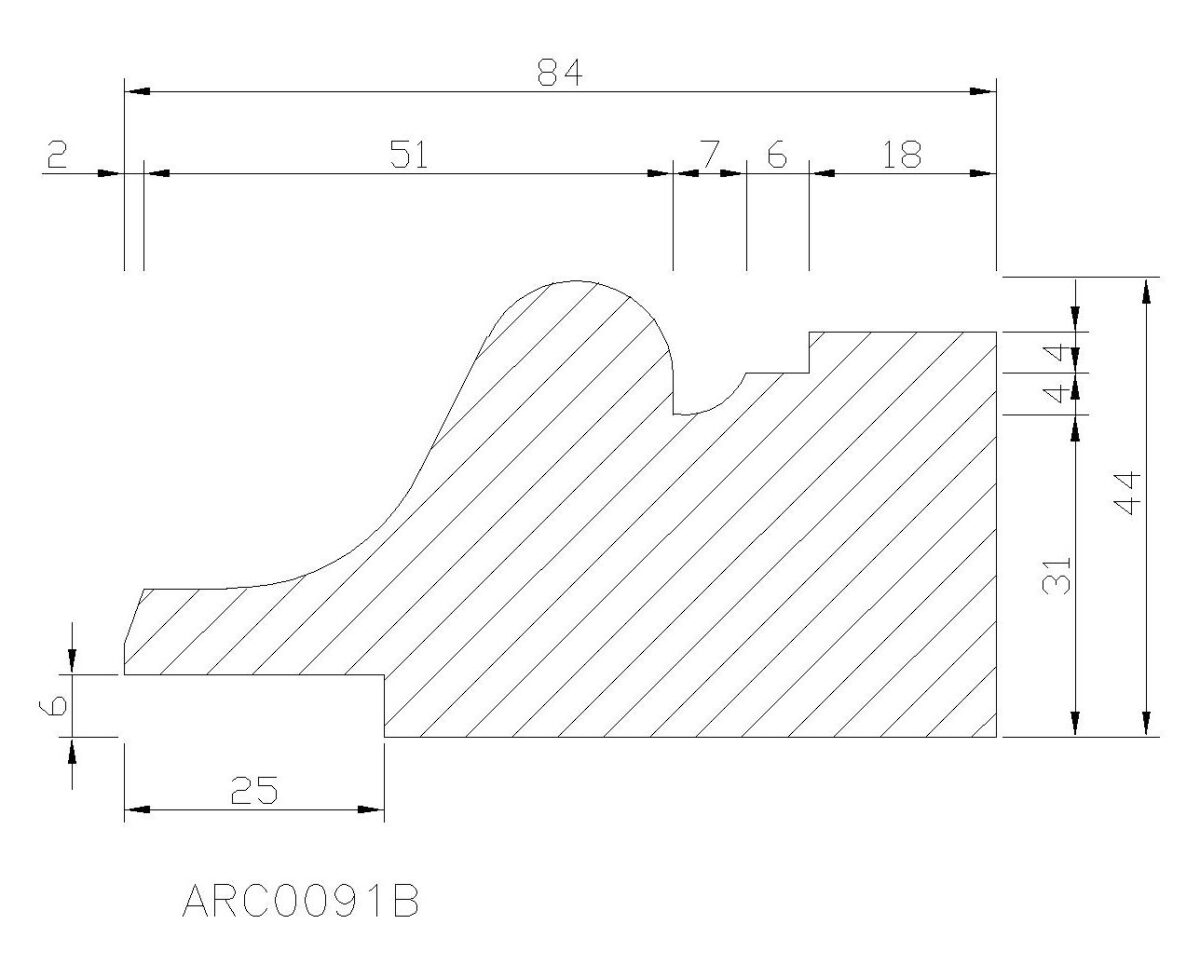 ARC0091B - Architraaf 44x84mm - Afbeelding 1