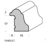 Profieltekening sierlijst FVK0117, 17 mm hoog en 15 mm breed