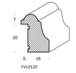 Profieltekening sierlijst FVL0120, 20 mm hoog en 15 mm breed