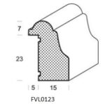 Profieltekening sierlijst FVL0123, 23 mm hoog en 15 mm breed