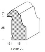 Profieltekening sierlijst, 25 mm hoog en 15 mm breed