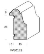 Profieltekening sierlijst, 28 mm hoog en 15 mm breed