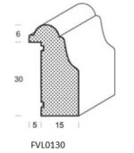 Profieltekening sierlijst, 30 mm hoog en 15 mm breed