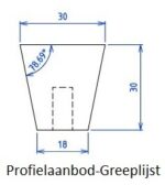 Conische Greeplijst afm 30x30mm L=2496mm - Afbeelding 2