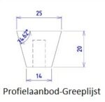 Conische Greeplijst afm 20x25mm L=2496mm - Afbeelding 2